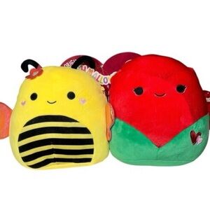 NWT Squishmallows Kellytoy Sunny and Walsh Squad Set of 2 Valentine's Day Gift